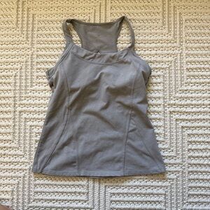Athleta Tank Top  Gray Athletic Racerback Built In Bra Size S Yoga Athleisure